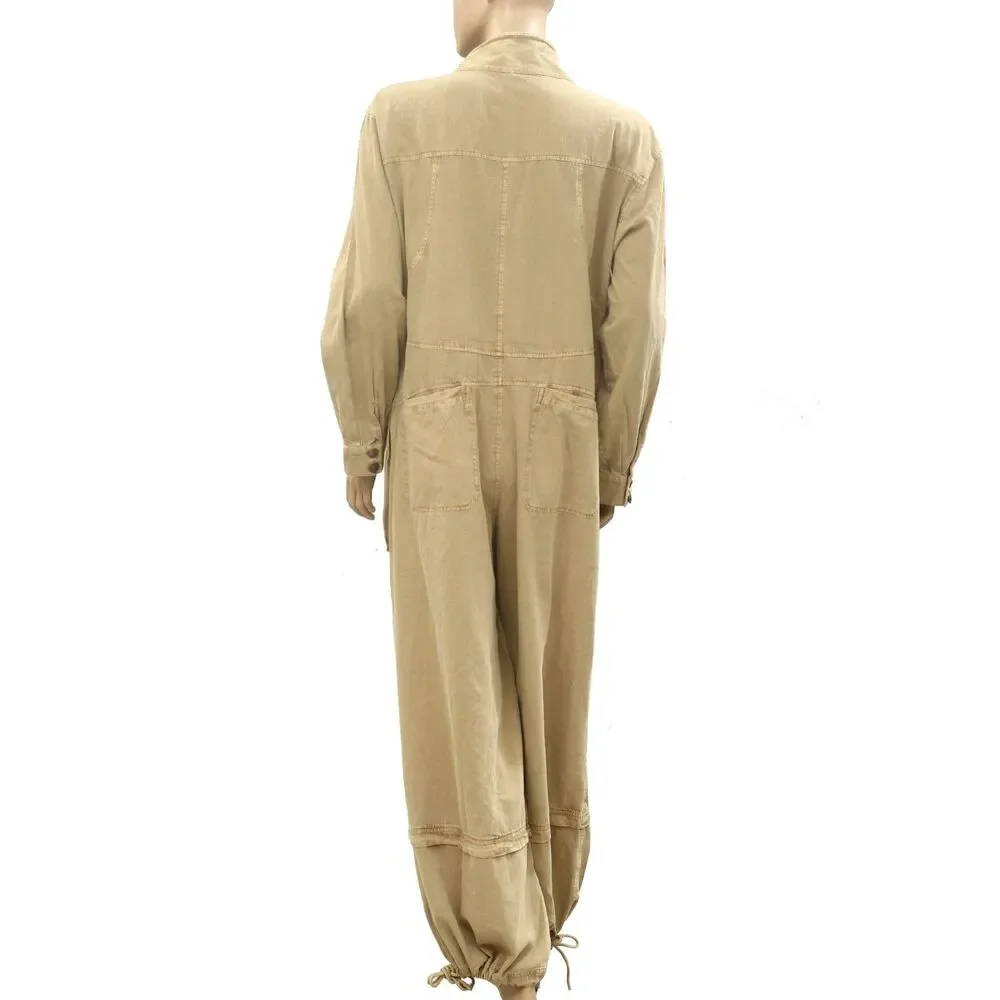 Free People We The Free High-Line One-Piece Jumpsuit Twill Dress Cotton M 286874 - Picture 8 of 10